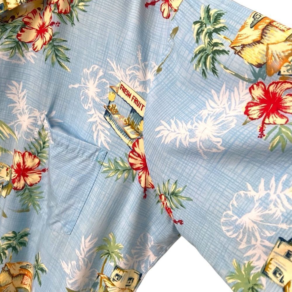 Vintage Hilo Hattie The Hawaiian Original Light Blue Tropical Print Shirt in 3XL - Picture 5 of 7